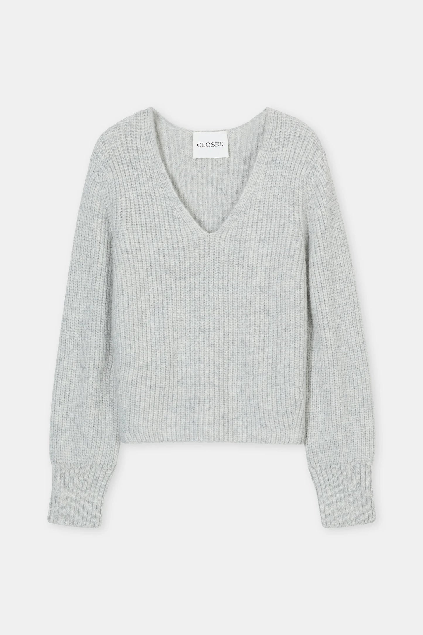 V-neck sweater in grey alpaca-mix