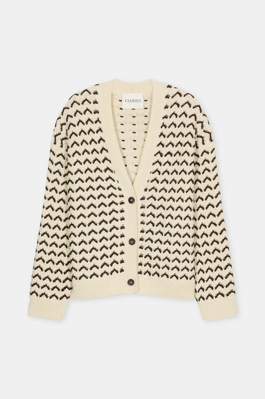 V-neck cardigan of organic cotton