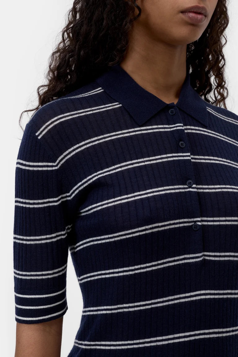 Striped wool polo shirt