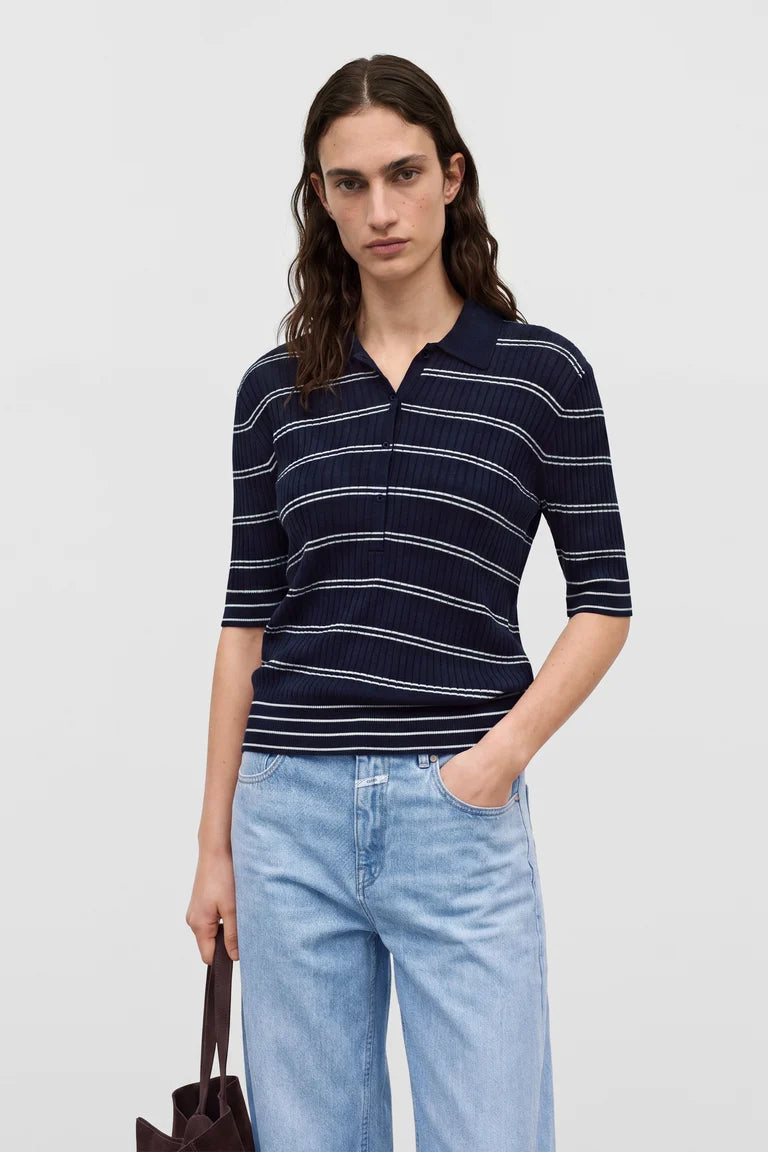 Striped wool polo shirt