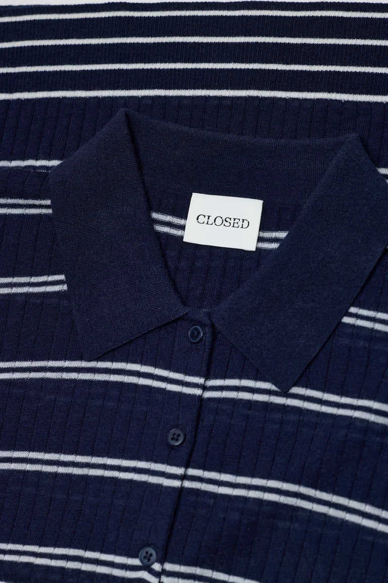 Striped wool polo shirt