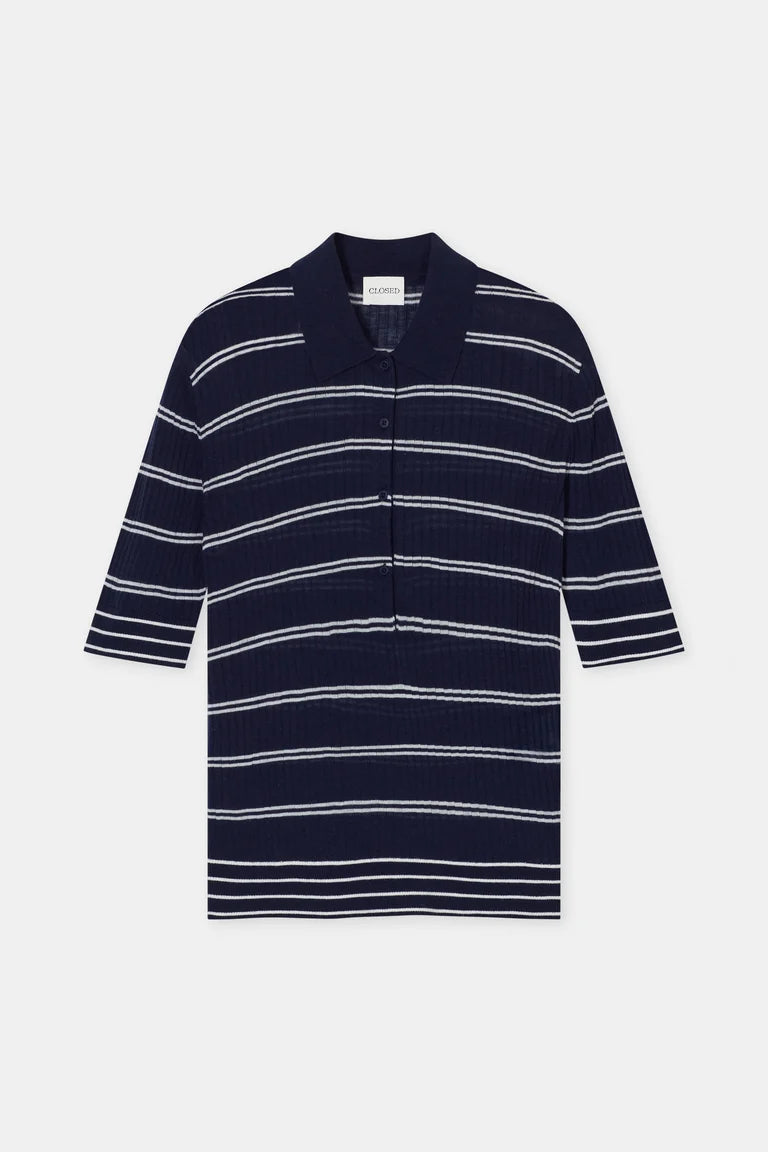 Striped wool polo shirt