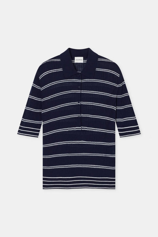 Striped wool polo shirt