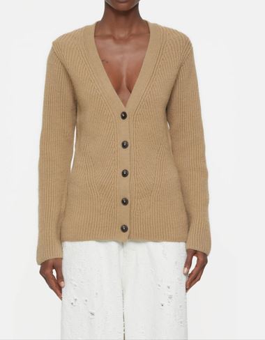 Slim V-neck Cardigan in Wool