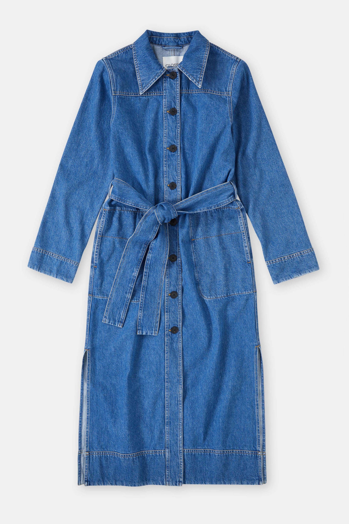 Long Belted Denim Dress