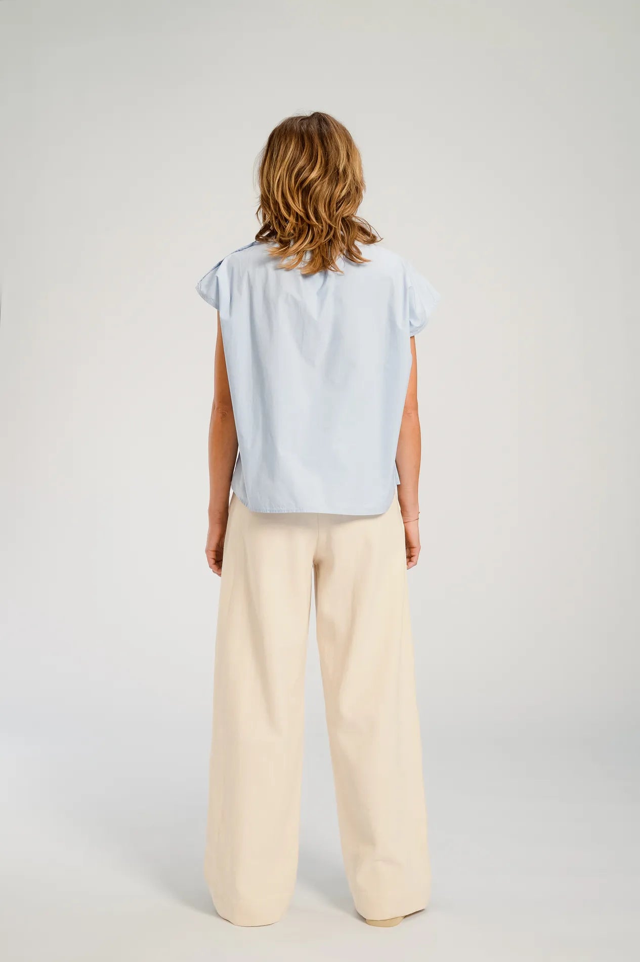 Chicago Pleated Blouse Blue Sky