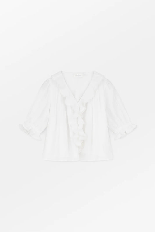 White t-shirt with a subtle pattern on a white background
