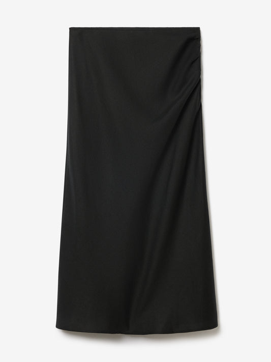 Draped midi skirt in black