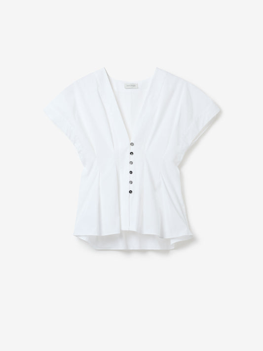 Cinched cotton top in white