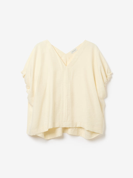 Rouched v-neck top in off white