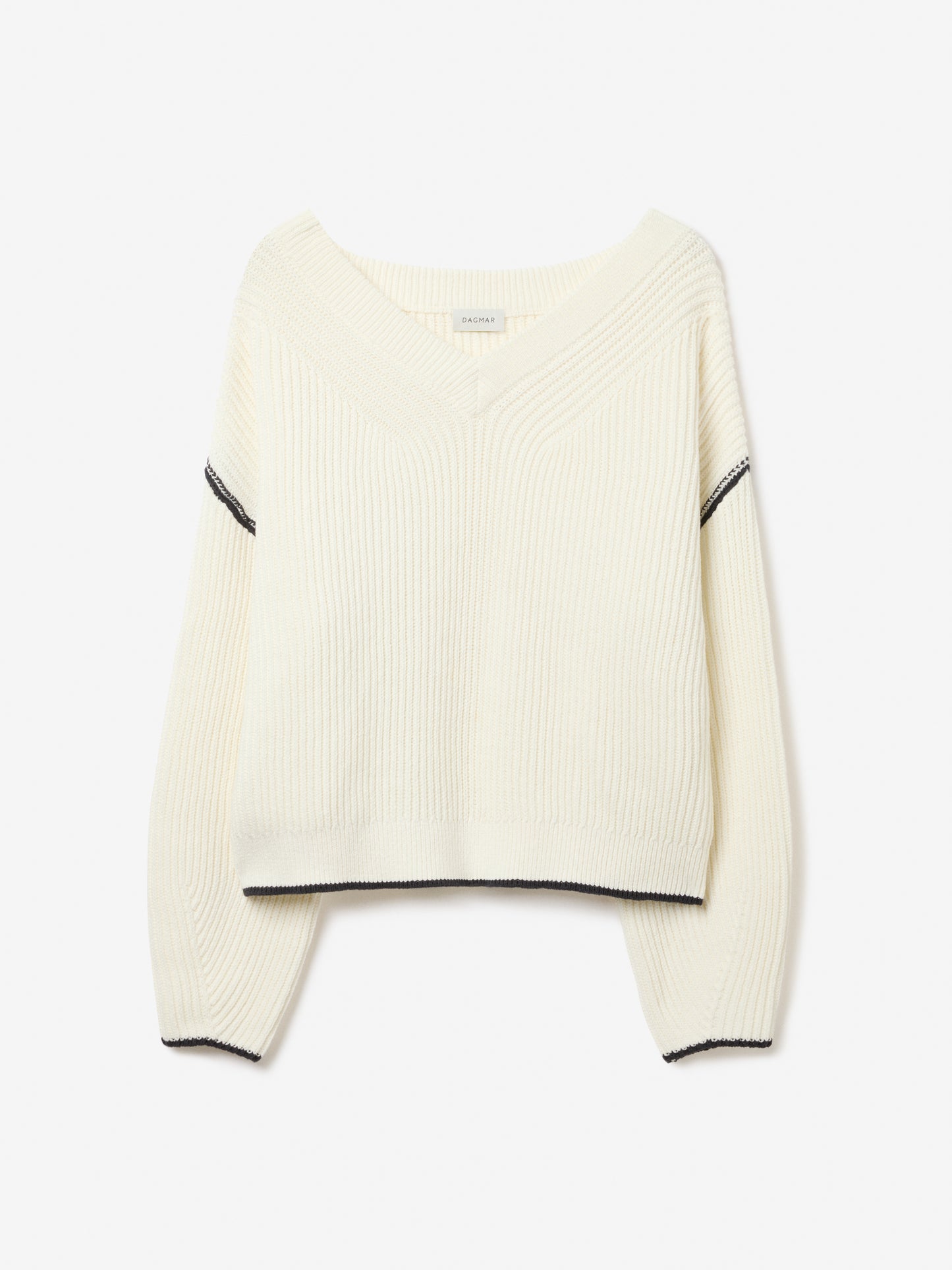 Relaxed v-neck knit in white