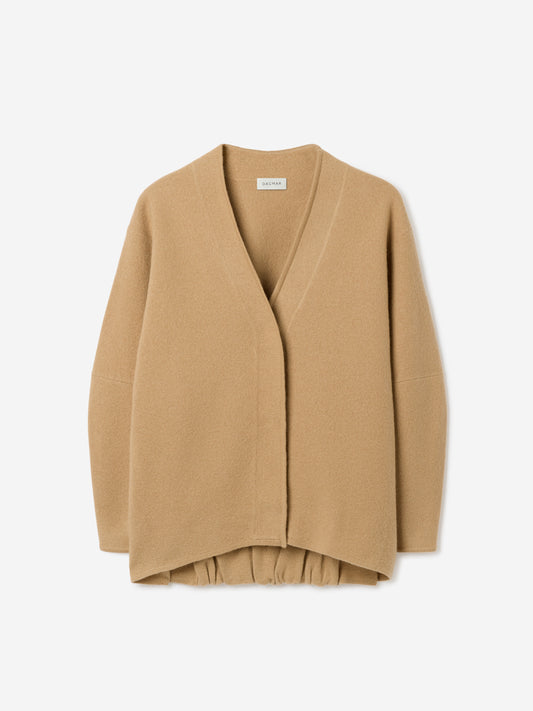 Long wool cardigan in camel