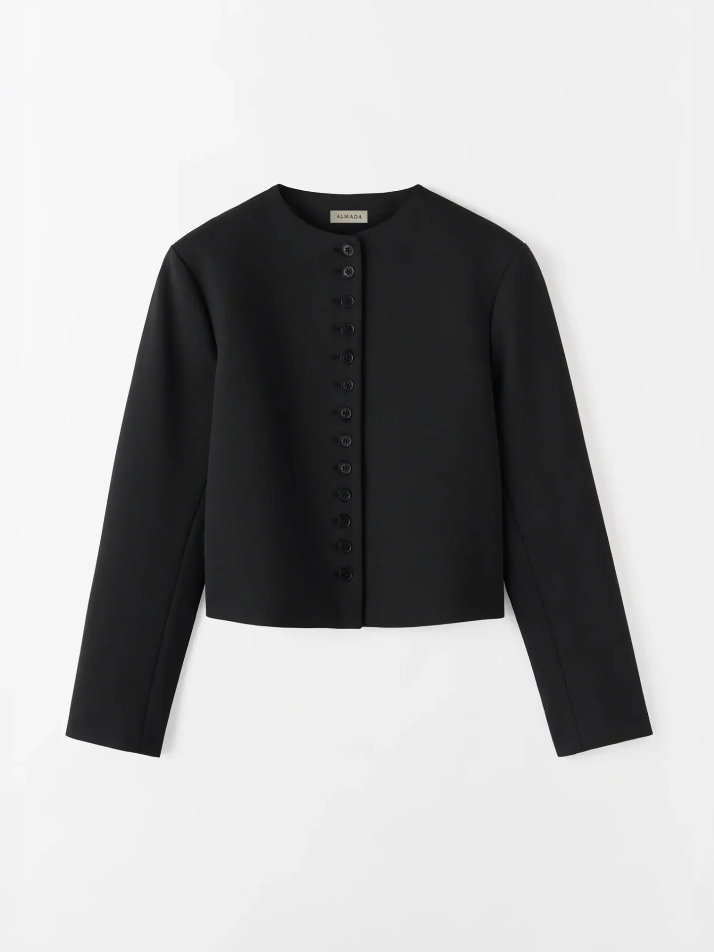 Black jacket with buttons on a white background