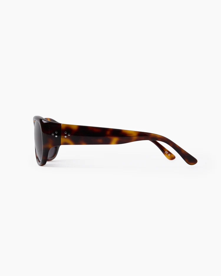 Sunglasses with tortoiseshell frame on a white background