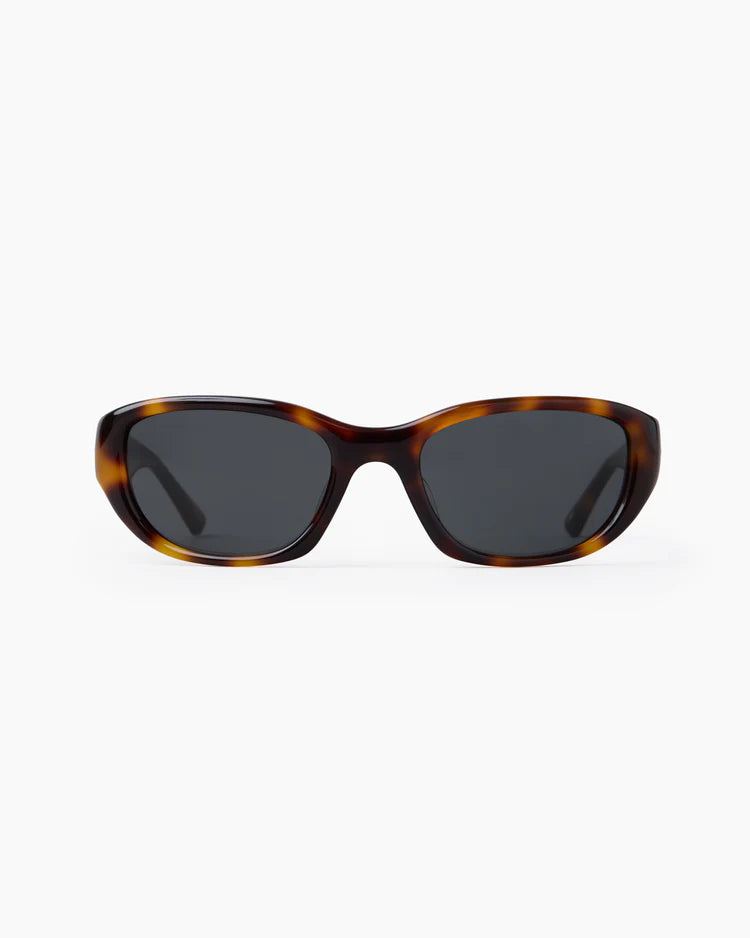 Sunglasses with tortoiseshell frame on a white background