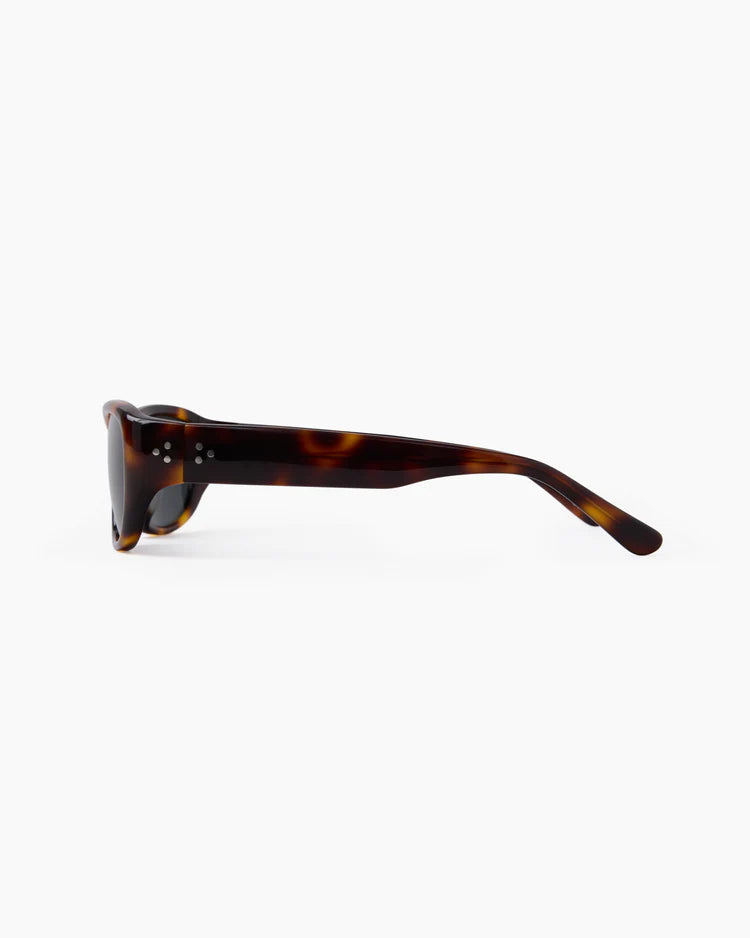 Sunglasses with tortoiseshell frame on a white background