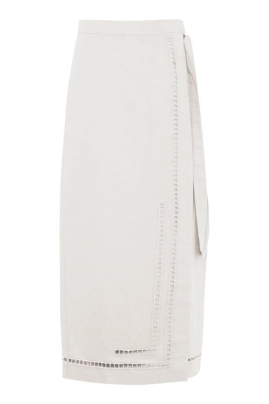Mina skirt with embroidery in white cotton