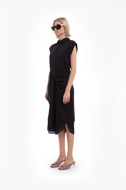 Piramide dress in black cotton