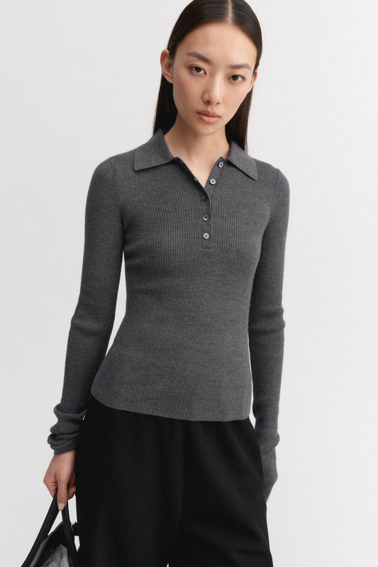 Jules Rib Top Grey