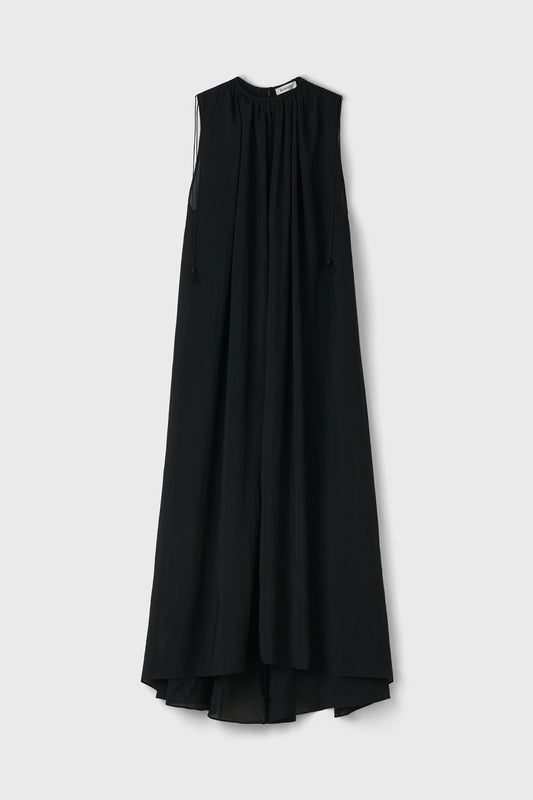Black sleeveless dress on a white background