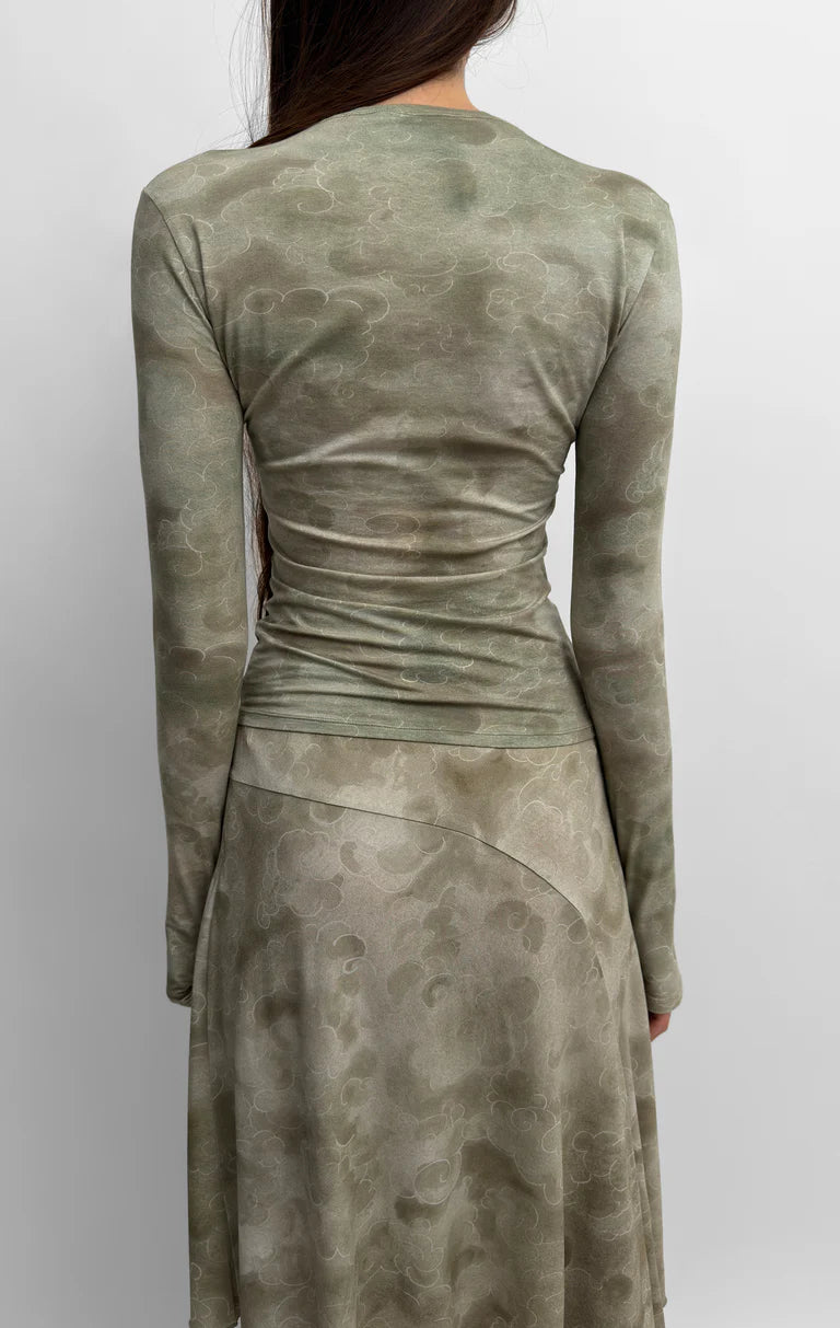 The Karlai Long Sleeve Dance Top in Clouds