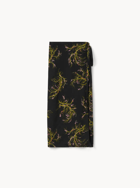Black phone case with green floral pattern on a white background