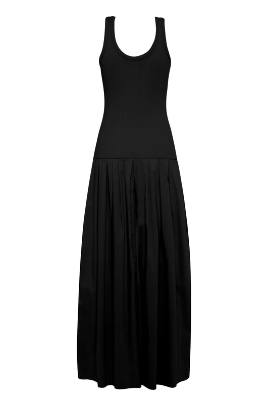 Sakura ribbed jersey dress in black