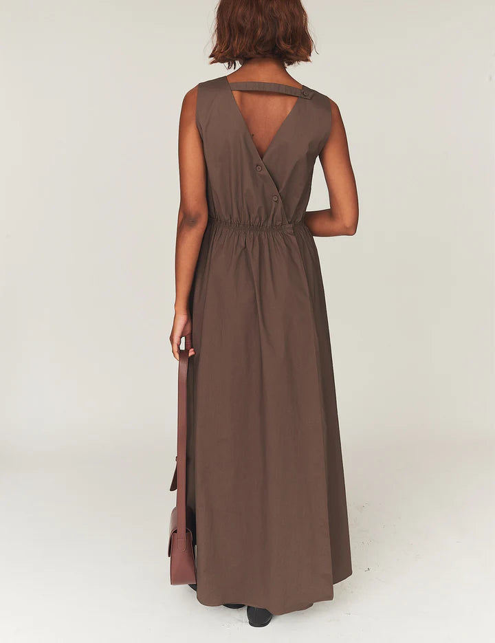 Cyprus back gown in chocolate