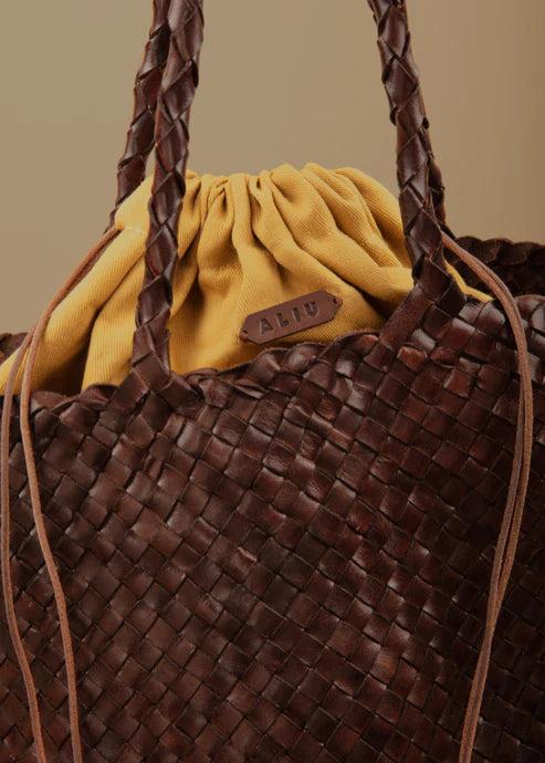 Leather Intrecciato Brown