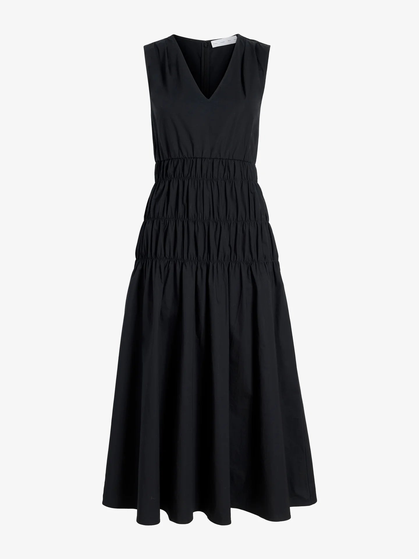 Black sleeveless dress on a white background
