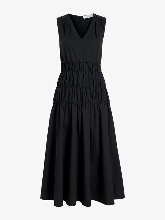 Black sleeveless dress on a white background