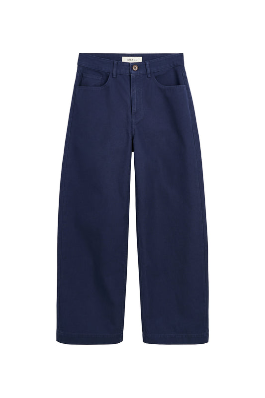 packshoot of blue pants in a white background