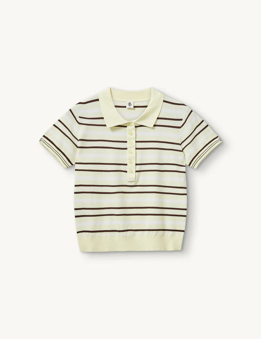 Striped polo shirt with a collar on a white background